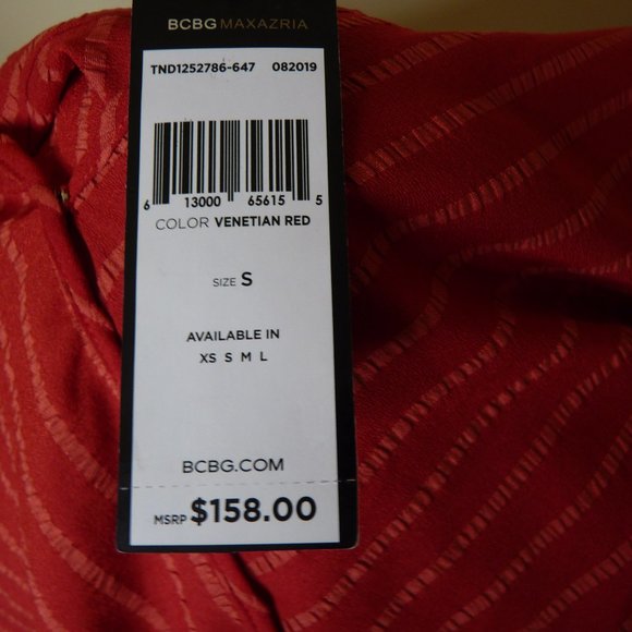 BCBGMaxAzria Blouse Woman Small Lightweight Venetian Red Wrap Top - Picture 3 of 5